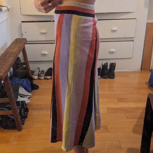 LAIA (Anthropologie) - Knit Multi-Color Striped Midi Skirt - Picture 4 of 5